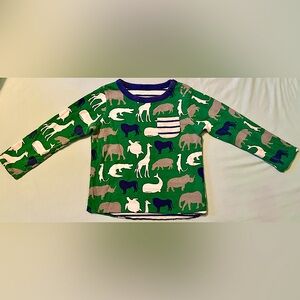 Mini Baby Boden Reversible Long Sleeve Zoo Animals Striped Shirt size 2-3 years